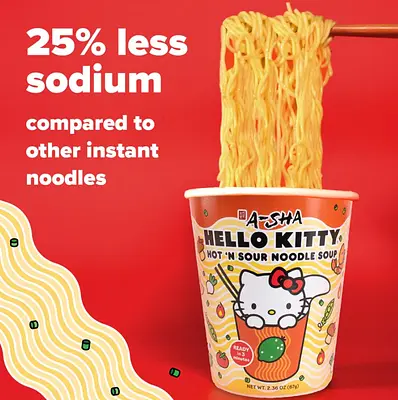 A Sha Hello Kitty Hot N Sour Noodle Soup (1P) - Image 2
